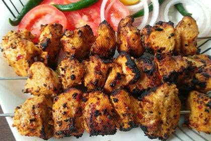 Tandoori chicken tikka skewers from the clay oven at Taste of India, Willowbrook IL